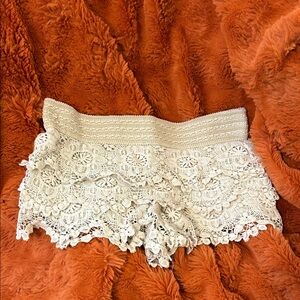 Cream Lace Shorts